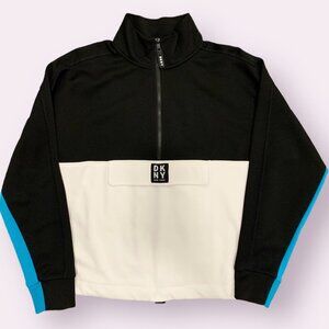 DKNY Sport Black & Blue Women's Medium Quarter Zip Sweater
